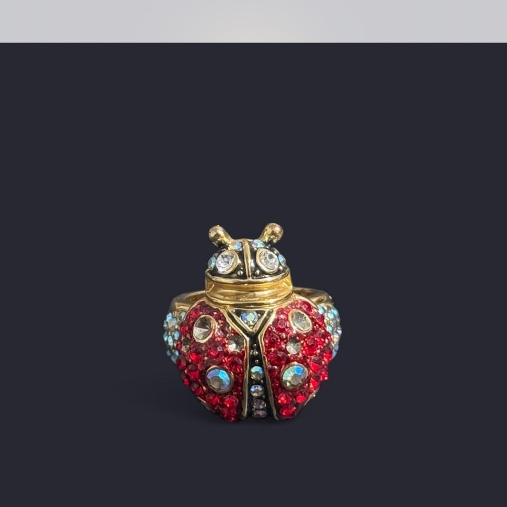 Rare Kirks Folly Red and Gold Ladybug Ring
